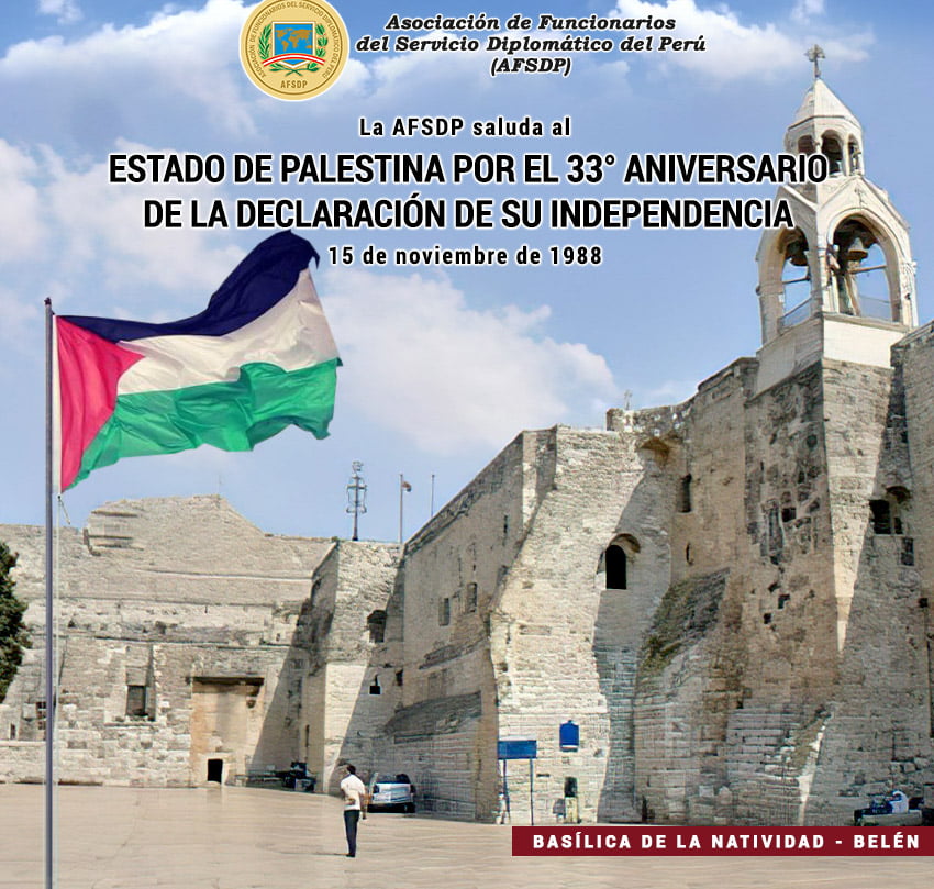 República de Palestina,  33° Aniversario de la Declaración de Independencia.