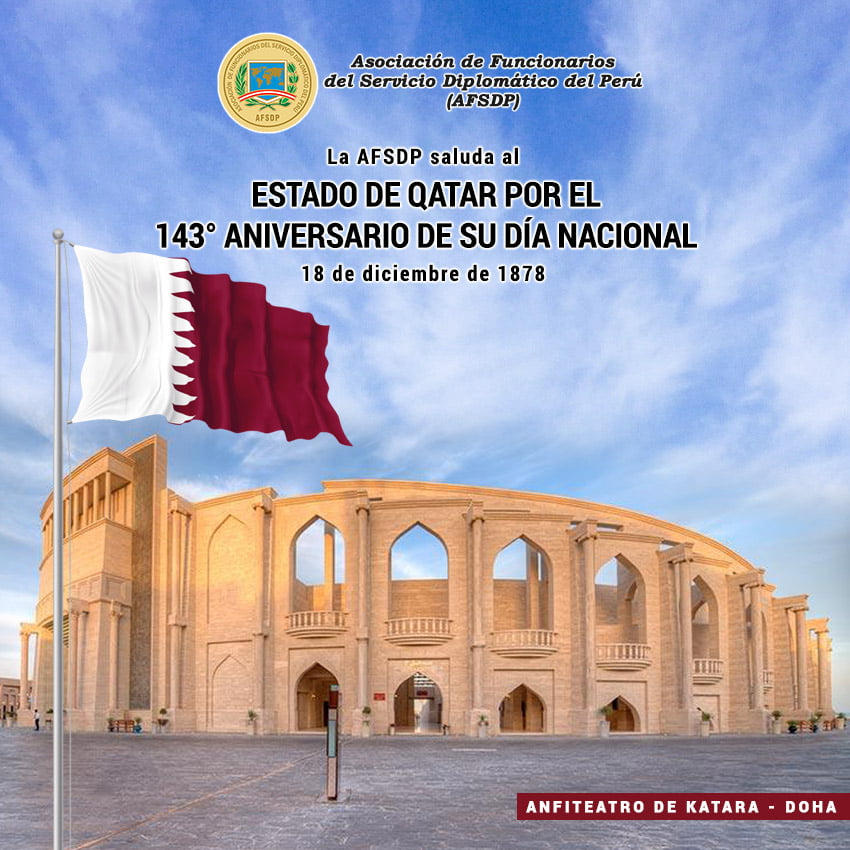 Estado de Qatar, 143° Aniversario de su Día Nacional.
