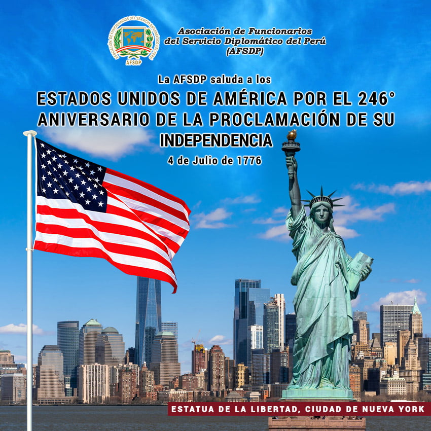 USA, 246° aniversario de la Proclamación de su Independencia.