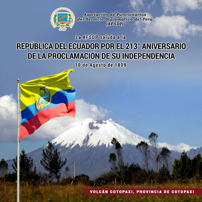 República del Ecuador, 213°aniversario de la proclamación de su Independencia.