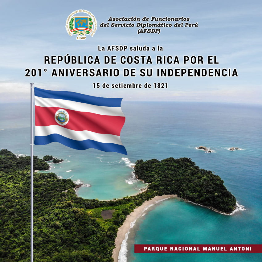 República de Costa Rica, 201° aniversario de su Independencia.
