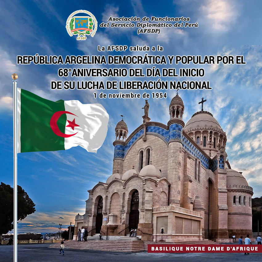 República Argelina Democrática y Popular, 67° Aniversario del Día del Inicio de su Lucha de Liberación Nacional. República Argelina Democrática y Popular, 68° Aniversario del Día del Inicio de su Lucha de Liberación Nacional.