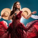 Fabiola de la Cuba con bailarines en Atajo del Viento; imagen restaurada del afiche