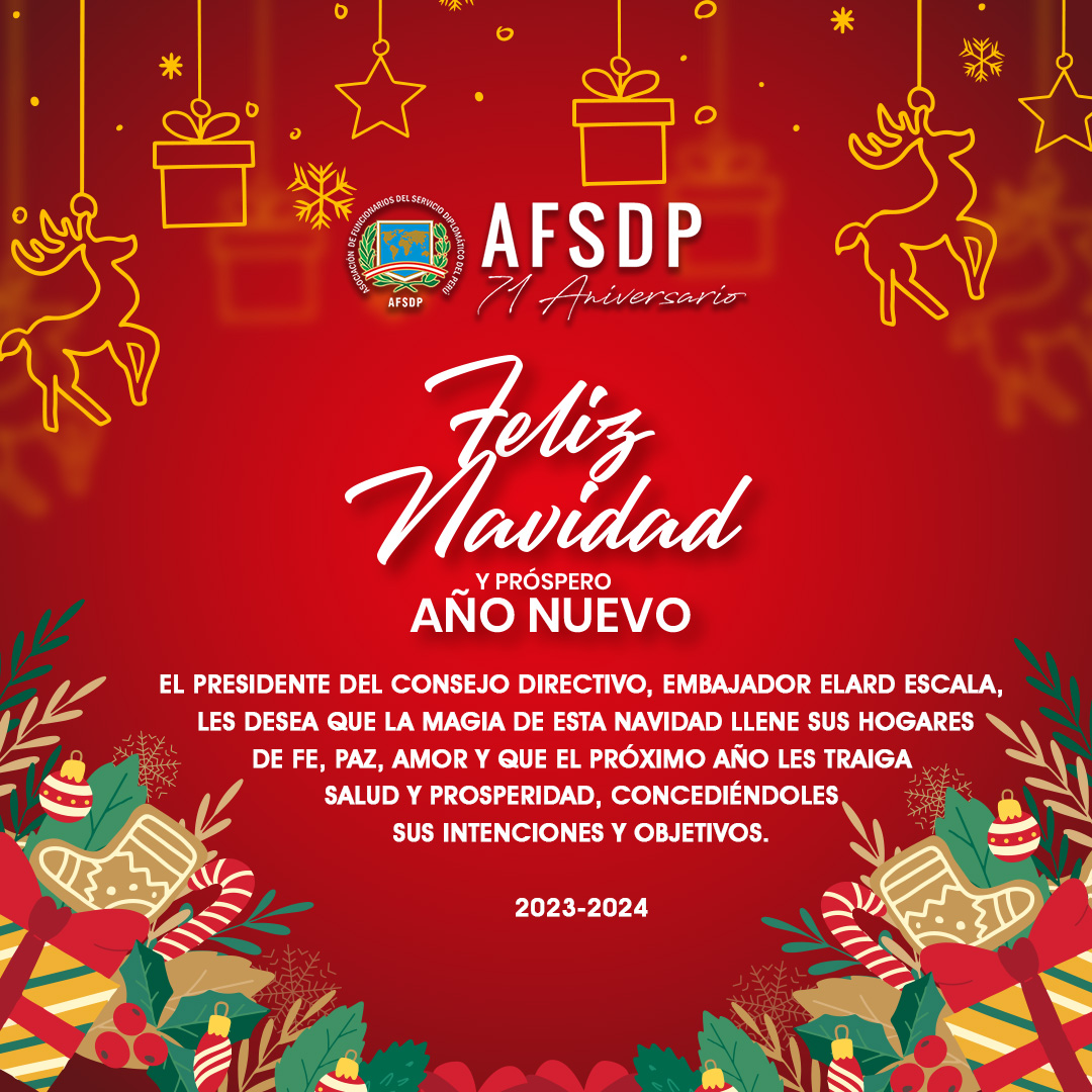 Feliz Navidad y Prospero Año Nuevo 2024. AFSDP