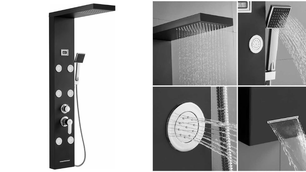 Columna de ducha con hidromasaje con tres temperaturas definidas.
